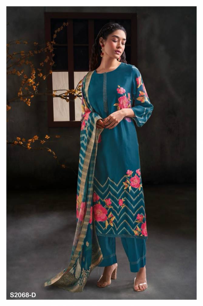 Darcie 2068 By Ganga Russian Silk Dress Material Catalog
